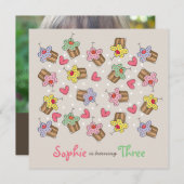 Invitation de la fête d'anniversaire de la Fille d (Devant / Derrière)