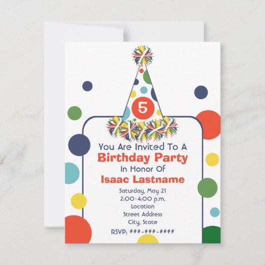 Invitation de la fête d'anniversaire de la Polka D (Devant)