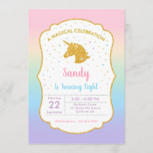 Invitation de la fête d'anniversaire de la Unicorn