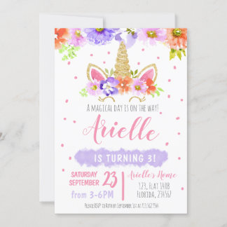 Invitation de la fête d'anniversaire de la Unicorn