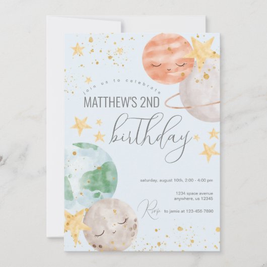 Invitation de la fête d'anniversaire de l'espace e (Devant)