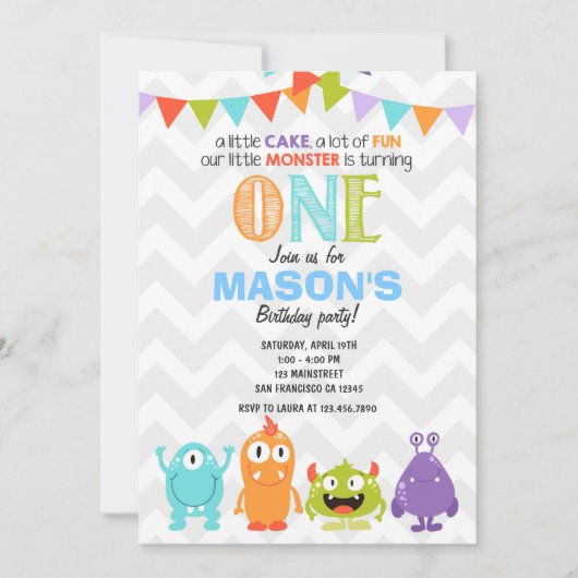 Invitation de la fête d'anniversaire de Little Mon (Devant)