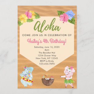 Invitation de la fête d'anniversaire de Luau