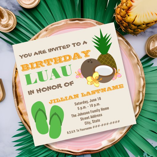 Invitation de la fête d'anniversaire de Luau