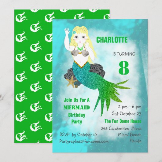 Invitation de la fête d'anniversaire de natation (Devant / Derrière)