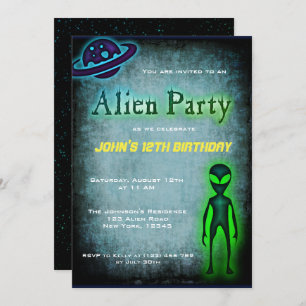 Invitation de la fête d'anniversaire des Aliens su