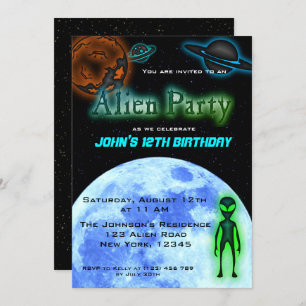 Invitation de la fête d'anniversaire des Aliens su