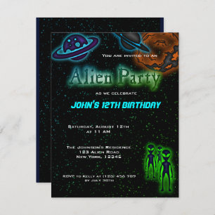 Invitation de la fête d'anniversaire des Aliens su