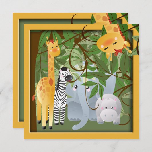 Invitation de la fête d'anniversaire des animaux d (Devant / Derrière)