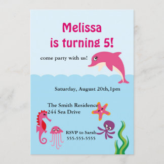 Invitation de la fête d'anniversaire des dauphins 