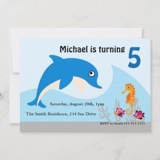 Invitation de la fête d'anniversaire des dauphins 