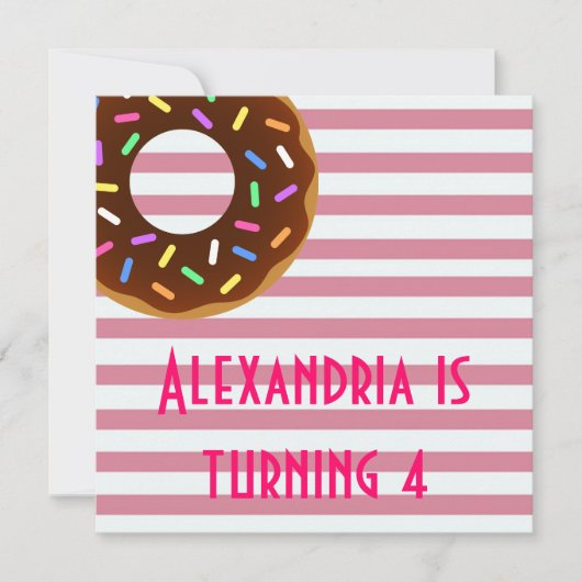 Invitation de la fête d'anniversaire Donut (Devant)