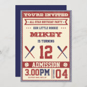 Invitation de la fête d'anniversaire du baseball v (Devant / Derrière)