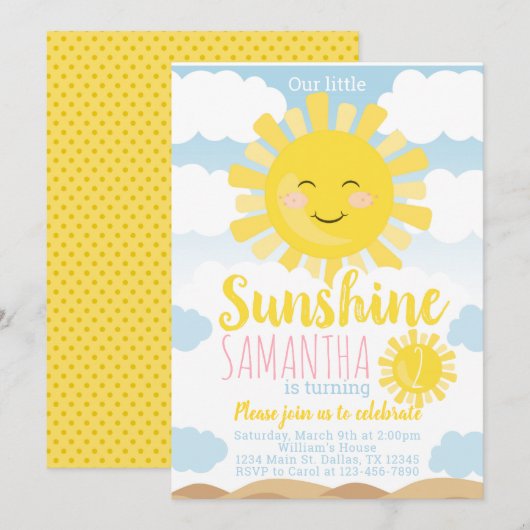 Invitation de la fête d'anniversaire du dimanche (Devant / Derrière)