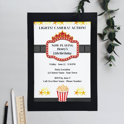 Invitation de la fête d'anniversaire du film