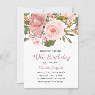 Invitation de la fête d'anniversaire du Rose rose