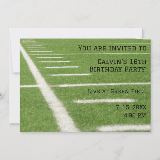 Invitation de la fête d'anniversaire du terrain de (Devant)