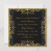 Invitation de la fête d'anniversaire Gold & Black  (Dos)
