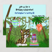 Invitation de la fête d'anniversaire Jungle Leopar (Devant / Derrière)