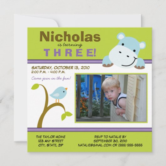 Invitation de la fête d'anniversaire Lime Custom H (Devant)