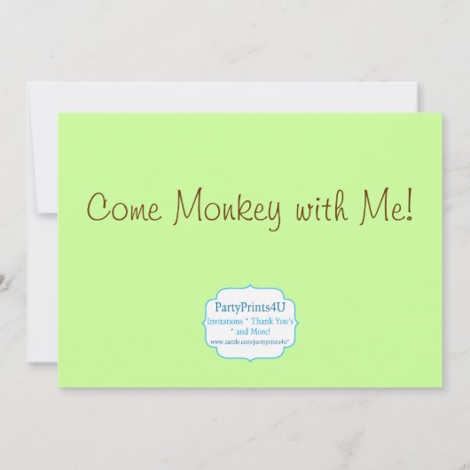 Invitation de la fête d'anniversaire Mod Monkey Pi (Dos)