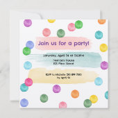 Invitation de la fête d'anniversaire Polka Dot (Dos)