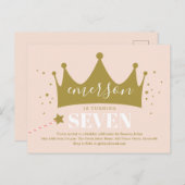 Invitation de la fête d'anniversaire princesse ros (Devant / Derrière)