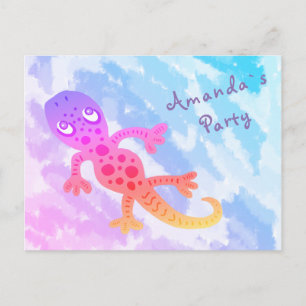 Invitation de la fête d'anniversaire Rainbow Gecko