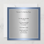 Invitation de la fête d'argent bleu clair (Dos)