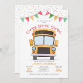 Invitation de la fête d'autobus du 3e anniversaire (Devant / Derrière)