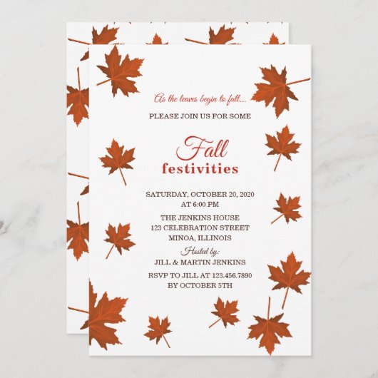 Invitation de la fête d'automne (Devant / Derrière)