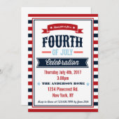 Invitation de la fête de 4 juillet moderne (Devant / Derrière)