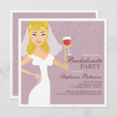 Invitation de la fête de bachelorette de vin de ma (Devant / Derrière)