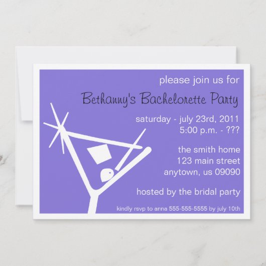 Invitation de la fête de bachelorette Martini verr (Devant)