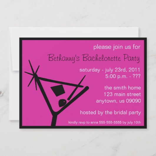 Invitation de la fête de Bachelorette Martini verr (Devant)