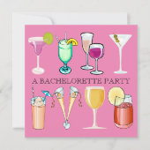 Invitation de la fête de bachelorette (rose) (Devant)
