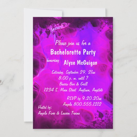 Invitation de la fête de Bachelorette rose florale (Devant)
