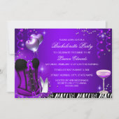 Invitation de la fête de Bachelorette violette Cor (Devant)