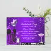 Invitation de la fête de Bachelorette violette Cor (Debout devant)