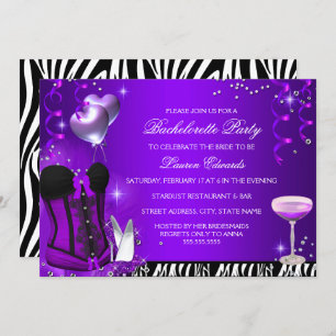 Invitation de la fête de Bachelorette violette Cor