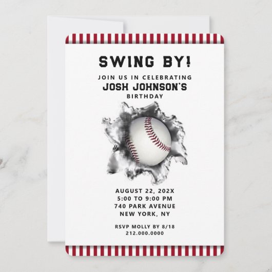 Invitation de la fête de baseball (Devant)