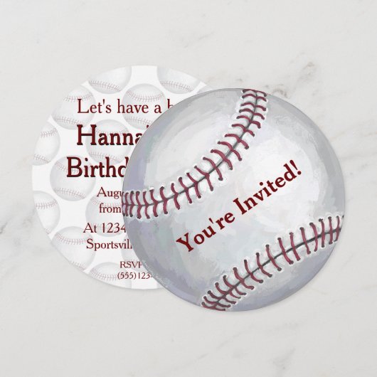 Invitation de la fête de baseball (Devant / Derrière)