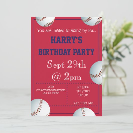 Invitation de la fête de baseball (Debout devant)