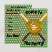 Invitation de la fête de baseball (Devant / Derrière)