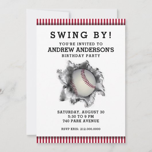 Invitation de la fête de baseball (Devant)