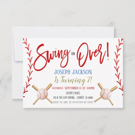 Invitation de la fête de baseball (Devant)