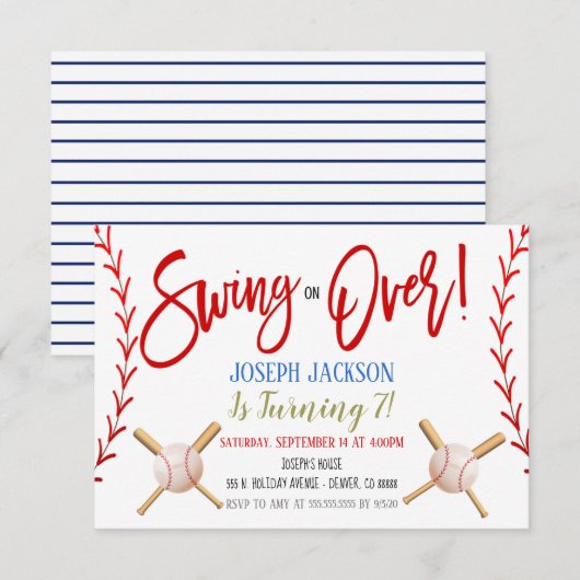 Invitation de la fête de baseball (Devant / Derrière)