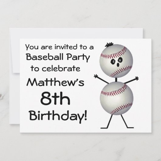 Invitation de la fête de baseball anniversaire (Devant)