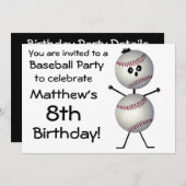 Invitation de la fête de baseball anniversaire (Devant / Derrière)