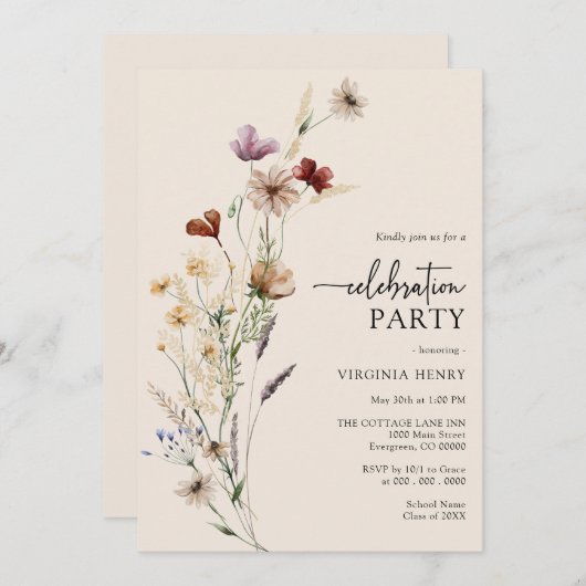 Invitation de la fête de Boho (Devant / Derrière)